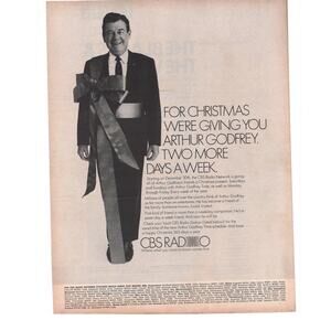 CBS Radio Arthur Godfrey Time Advertisement 1969 B&W Vintage Christmas New York
